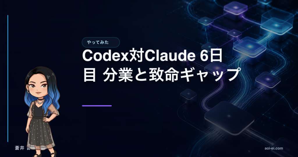 Codex対Claude 6日目 分業と致命ギャップのアイキャッチ画像